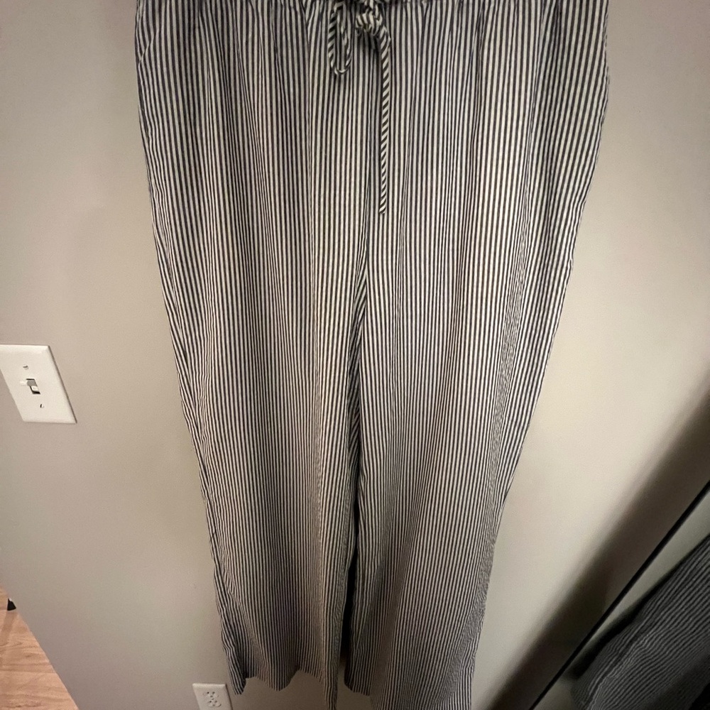 TALULAH Black and White Striped Pants